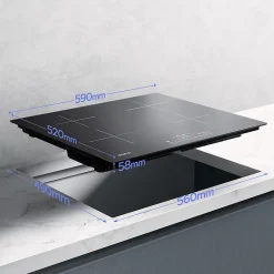 Plaque de cuisson induction 4 foyers 7200W L59xP52cm 9 puissance booster minuterie tactile Ciarra CD4BBIH