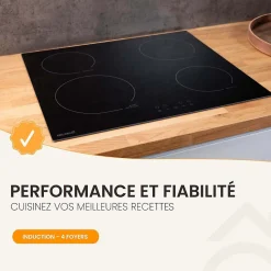PLAQUE DE CUISSON INDUCTION 4 FOYERS - 6800 W - MINUTEUR - BELDEKO