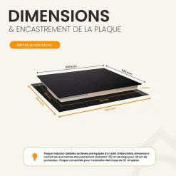 PLAQUE DE CUISSON INDUCTION 4 FOYERS - 6800 W - MINUTEUR - BELDEKO