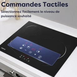 Plaque de cuisson induction 3 foyers 5600W L59xP52cm 9 niveaux de puissance minuterie individuelle Ciarra CD3BIH-C