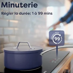 Plaque de cuisson induction 3 foyers 5600W L59xP52cm 9 niveaux de puissance minuterie individuelle Ciarra CD3BIH-C