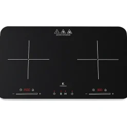 Plaque de cuisson induction double 3600W portable, 2 foyers indépendants, silencieuse, nomade