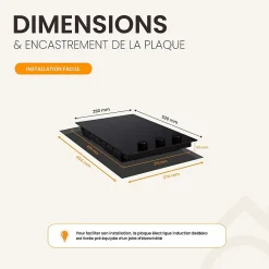 Plaque de cuisson induction encastrable - 2 foyers, Minuteur, 3600 W avec boutons - manettes