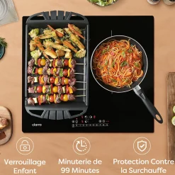 Plaque de cuisson induction 3 foyers 6500W L59xP52cm flexizone 9 puissance boosters minuteur Ciarra CD3BFBIH