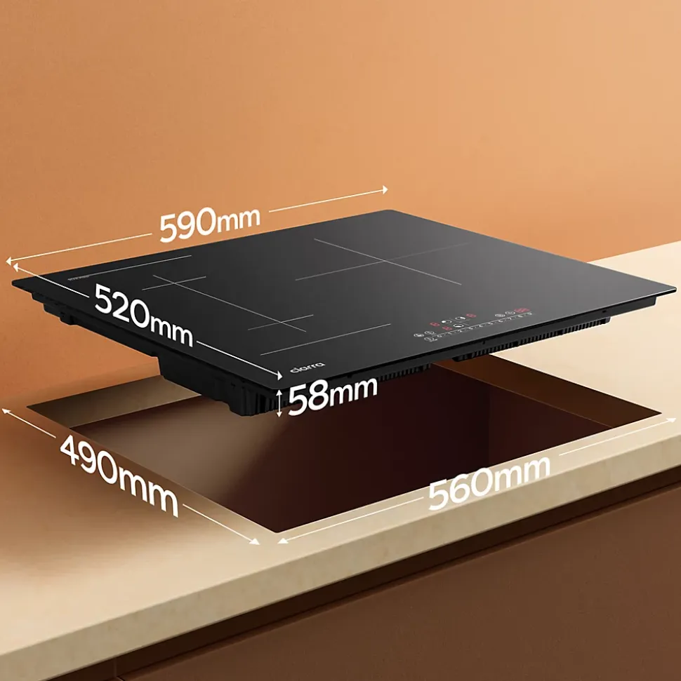 Plaque de cuisson induction 3 foyers 6500W L59xP52cm flexizone 9 puissance boosters minuteur Ciarra CD3BFBIH
