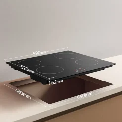 Plaque de cuisson induction 4 foyer 6000W L59xP52cm 9 niveaux de puissance commande tactile Ciarra CD4BIH-D