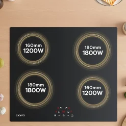 Plaque de cuisson induction 4 foyer 6000W L59xP52cm 9 niveaux de puissance commande tactile Ciarra CD4BIH-D