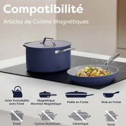 Plaque de cuisson induction 3 foyers 6200W fonction boost L59xP52cm 9 puissances securité enfant auto-stop minuterie Ciarra CD3BIH