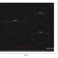 Plaque de cuisson induction 3 foyers - coloris noir - l.59,2 x P.52,2 x H.5,1 cm - Bosch PIJ631HB1E