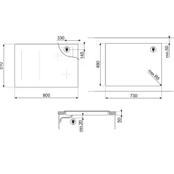 Plaque de cuisson induction 4 foyers - coloris noir - l.80 x P.51 x H.5,3 cm - Smeg SI1M4844D
