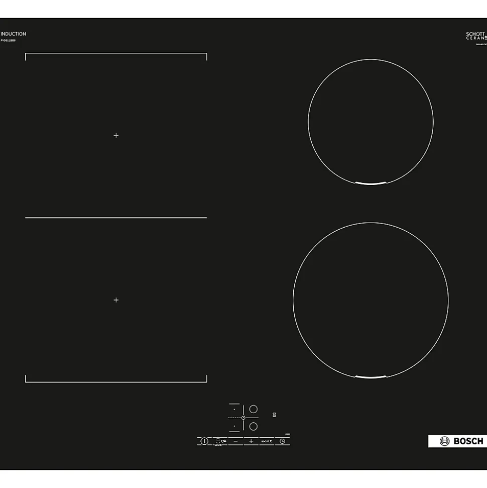 Plaque de cuisson induction 4 foyers - coloris noir - l.59,2 x P.52,2 x H.5,1 cm - Bosch PVS611BB6E