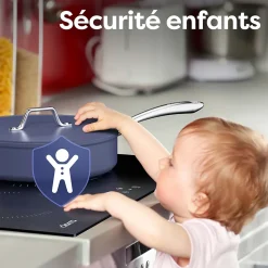 Plaque de cuisson induction 3 foyers 5600W L59xP52cm 9 niveaux puissance tactile minuteur individuel Ciarra CD3BIH-A