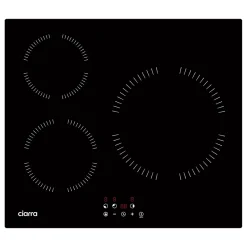 Plaque de cuisson induction 3 foyers 5600W L59xP52cm 9 niveaux puissance tactile minuteur individuel Ciarra CD3BIH-A