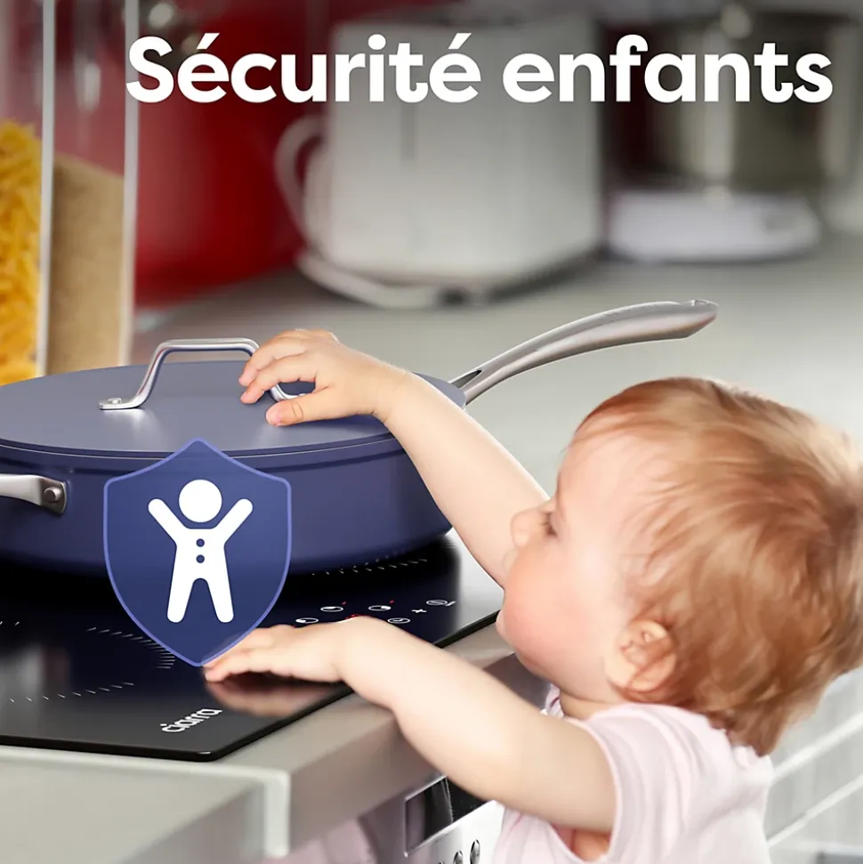 Plaque de cuisson induction 4 foyers 6000W L59xP52cm commande tactile 9 niveaux de puissance minuterie Ciarra CD4BIH-A