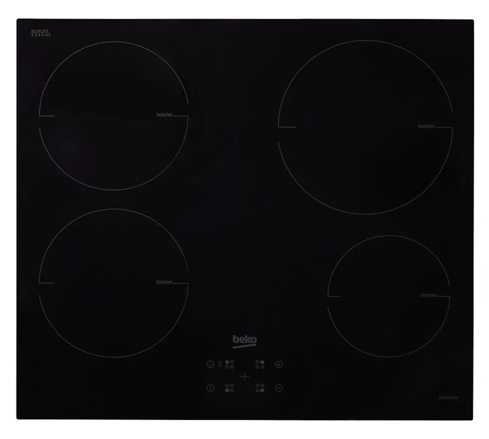 Plaque de cuisson induction 4 foyers Beko coloris noir l.58 x P.51 x H.5,2 cm