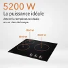Plaque de Cuisson Vitrocéramique 3 Foyers - 5200W - Commandes par Manettes - Boutons Encastrable Contrôle Mécanique Facile