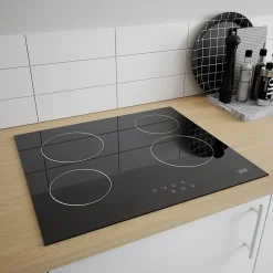 Plaque de cuisson vitrocéramique 4 foyers Cooke & Lewis coloris noir l.59 x P.52 x H.5,2 cm