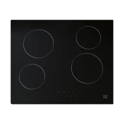Plaque de cuisson vitrocéramique 4 foyers Cooke & Lewis coloris noir l.59 x P.52 x H.5,2 cm