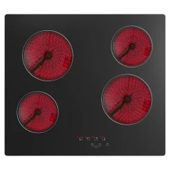 Plaque de cuisson vitrocéramique 4 foyers - coloris noir - l.59 x P.52 x H.5 cm NN4ZCR60EU