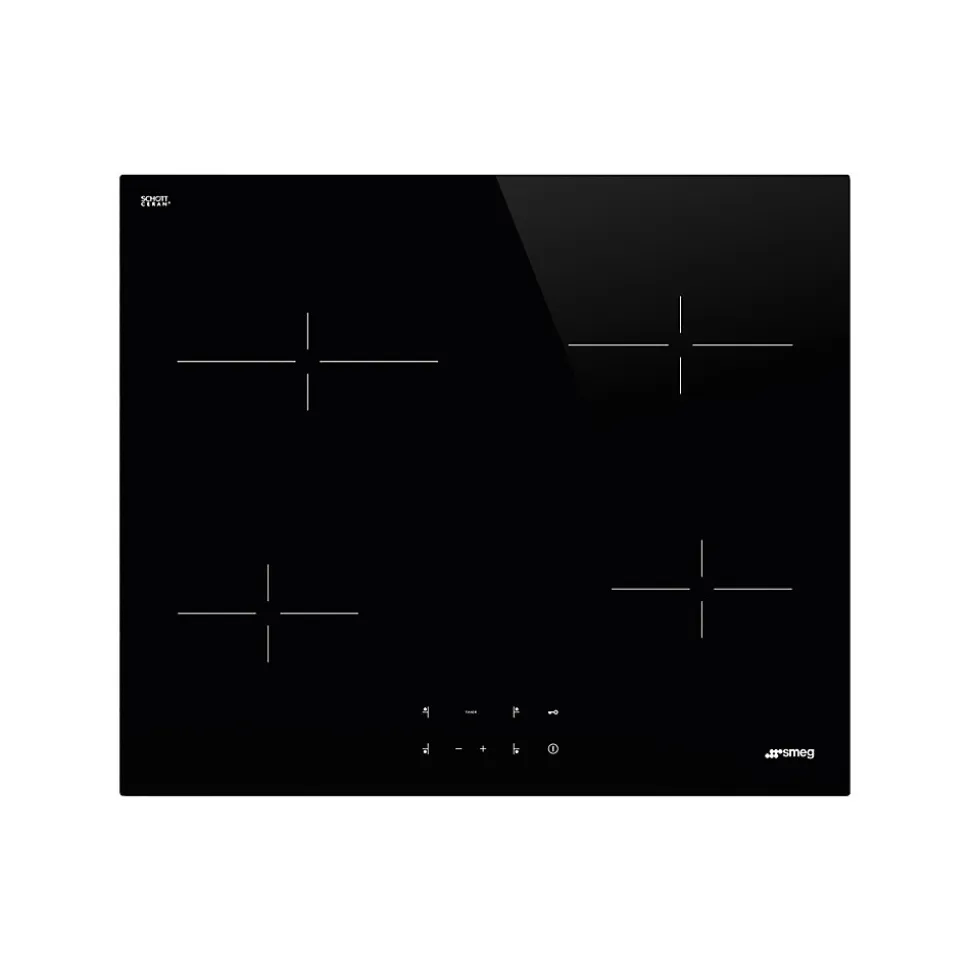 Plaque de cuisson vitrocéramique 4 foyers Smeg coloris noir l.60 x P.51 x H.6,3 cm