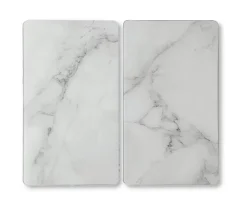 Plaque de protection verre effet marbre blanc, 2 pièces