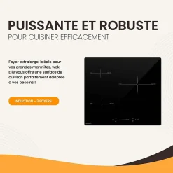 Plaque Induction Encastrable 3 Foyers - Puissance 7200W avec Booster et Commande Slider Intuitive