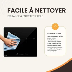 Plaque Induction Encastrable 3 Foyers - Puissance 7200W avec Booster et Commande Slider Intuitive