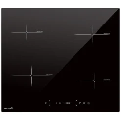 Plaque induction encastrable 4 foyers, 8100 W, slider tactile et minuteurs