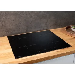 Plaque induction encastrable 4 foyers, 8100 W, slider tactile et minuteurs