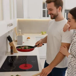 Plaque vitrocéramique 3 Feux Encastrable 5700W 9 Niveaux Minuterie 99 Min Commande Tactile Sécurité Enfant CDVER573 CDV