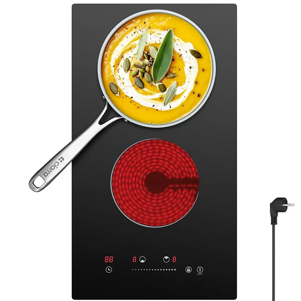 Plaque Vitrocéramique 2 Foyer 3000W Sécurité Enfant Minuterie Individuel 99min Commande Tactile CDVER302 CDV