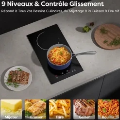 Plaque Vitrocéramique 2 Foyer 3000W Sécurité Enfant Minuterie Individuel 99min Commande Tactile CDVER302 CDV