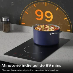 Plaque Vitrocéramique 2 Foyer 3000W Sécurité Enfant Minuterie Individuel 99min Commande Tactile CDVER302 CDV