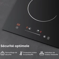 Plaque Vitrocéramique 2 Foyer 3000W Sécurité Enfant Minuterie Individuel 99min Commande Tactile CDVER302 CDV
