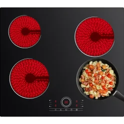 Plaque Vitrocéramique 4 Foyers Encastrable 6000W 9 Niveaux Minuterie 99 Min Commande Tactile Sécurité Enfant CDVER604 CDV