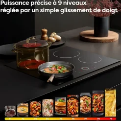 Plaque Vitrocéramique 4 Foyers Encastrable 6000W 9 Niveaux Minuterie 99 Min Commande Tactile Sécurité Enfant CDVER604 CDV