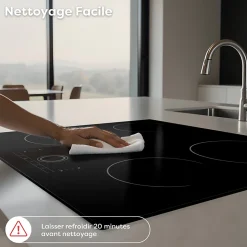 Plaque Vitrocéramique 4 Foyers Encastrable 6000W 9 Niveaux Minuterie 99 Min Commande Tactile Sécurité Enfant CDVER604 CDV