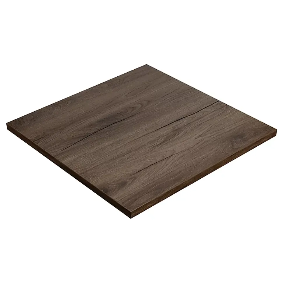 Plateau laminé chêne chocolat 90 x 90 cm pour bureau, table, table basse