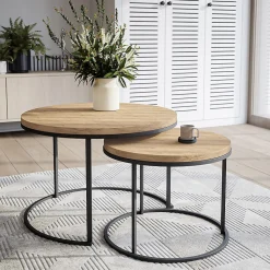 Plateau laminé chêne craft rond, diamètre 50 cm, pour bureau, table, table basse