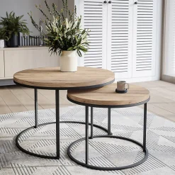 Plateau laminé chêne sonoma rond, diamètre 50 cm, pour bureau, table, table basse