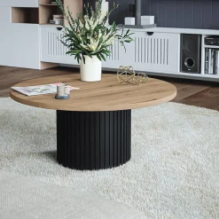 Plateau laminé chêne sonoma rond, diamètre 50 cm, pour bureau, table, table basse