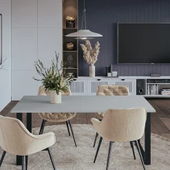 Plateau laminé gris 138 x 80 cm pour bureau, table, table basse