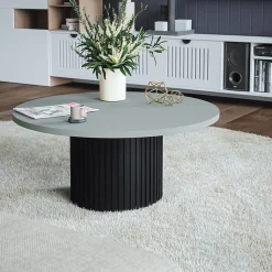 Plateau laminé gris rond, diamètre 68 cm, pour bureau, table, table basse