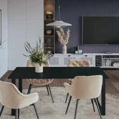 Plateau laminé noir 160 x 80 cm pour bureau, table, table basse