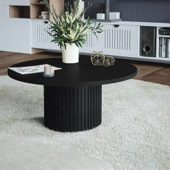 Plateau laminé noir rond, diamètre 90 cm, pour bureau, table, table basse