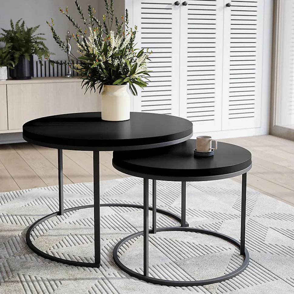 Plateau laminé noir rond, diamètre 68 cm, pour bureau, table, table basse