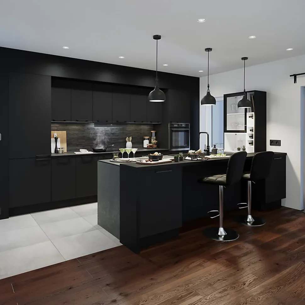 Plinthe de cuisine Goodhome Pasilla Noir H. 15 cm x l. 2.4 m x Ep. 16 mm