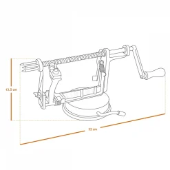 Épluche pomme, poire, 3 en 1, pèle, tranche, évide, avec ventouse - Rouge - Linxor