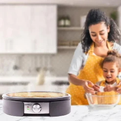 PM152 Crêpière électrique 1500W Plaque antiadhésive amovible de 37 cm Accessoires inclus Température ajustable Duronic