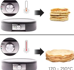 PM152 Crêpière électrique 1500W Plaque antiadhésive amovible de 37 cm Accessoires inclus Température ajustable Duronic